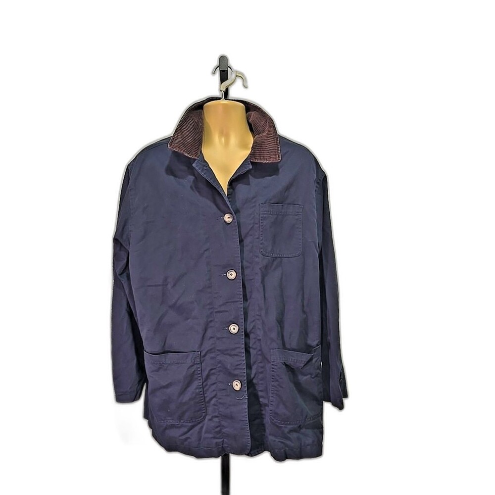 Corduroy Collar Blanket Lined Coat Jacket Mens Size XL Blue Canvas Field Utility